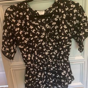 Black floral peplum top